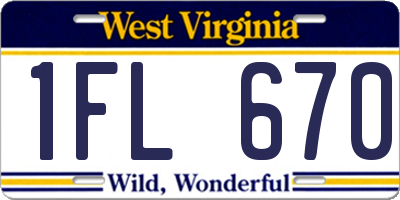 WV license plate 1FL670
