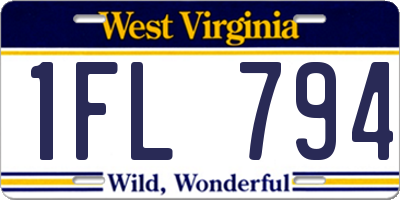 WV license plate 1FL794