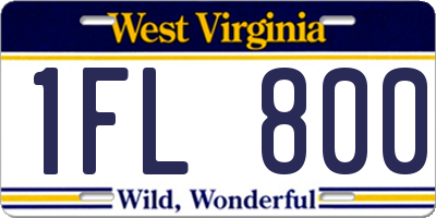 WV license plate 1FL800