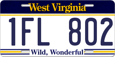 WV license plate 1FL802