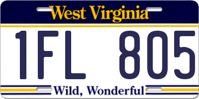 WV license plate 1FL805