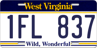WV license plate 1FL837