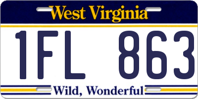 WV license plate 1FL863