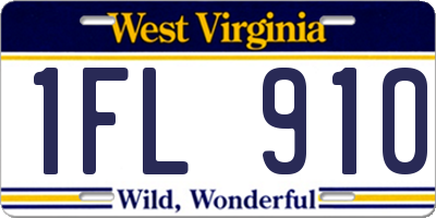WV license plate 1FL910
