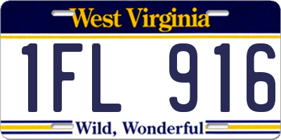 WV license plate 1FL916