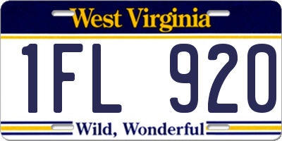 WV license plate 1FL920