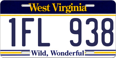 WV license plate 1FL938