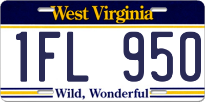 WV license plate 1FL950