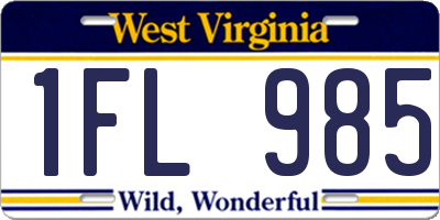 WV license plate 1FL985