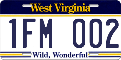 WV license plate 1FM002