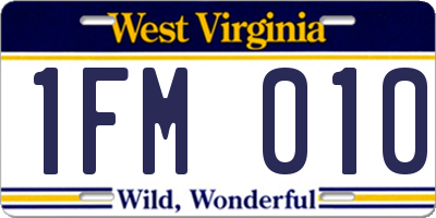 WV license plate 1FM010