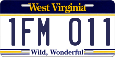WV license plate 1FM011