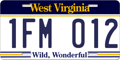 WV license plate 1FM012
