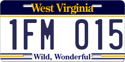 WV license plate 1FM015
