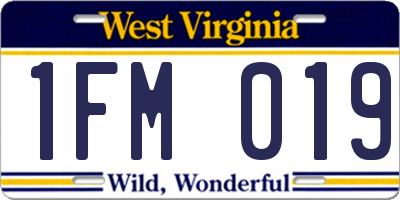 WV license plate 1FM019
