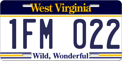 WV license plate 1FM022