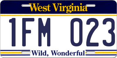 WV license plate 1FM023