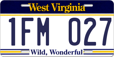 WV license plate 1FM027