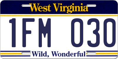 WV license plate 1FM030