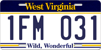 WV license plate 1FM031