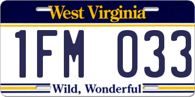 WV license plate 1FM033