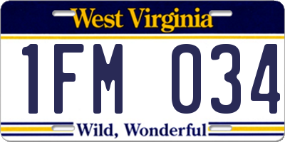 WV license plate 1FM034