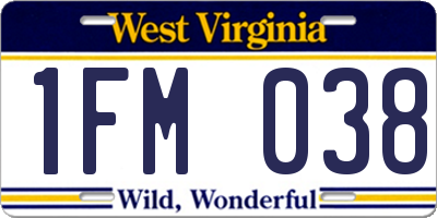 WV license plate 1FM038