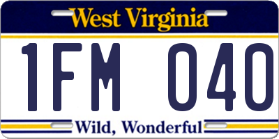 WV license plate 1FM040