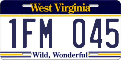 WV license plate 1FM045