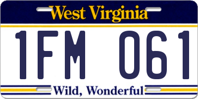 WV license plate 1FM061