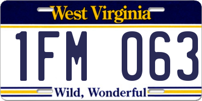 WV license plate 1FM063