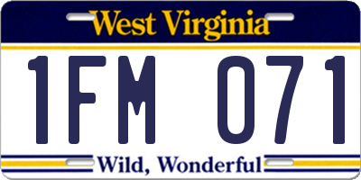 WV license plate 1FM071