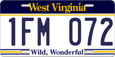 WV license plate 1FM072