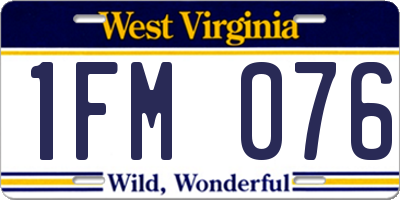 WV license plate 1FM076