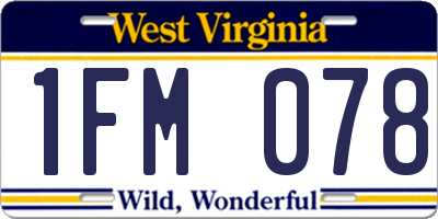 WV license plate 1FM078
