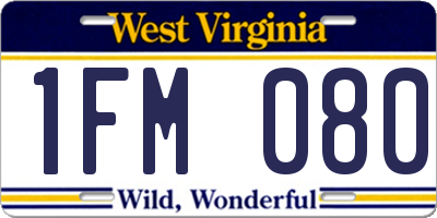 WV license plate 1FM080