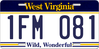 WV license plate 1FM081