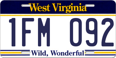 WV license plate 1FM092