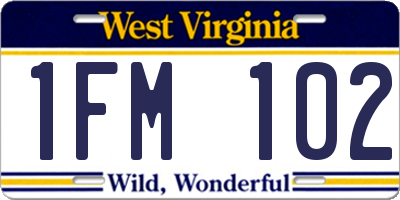 WV license plate 1FM102