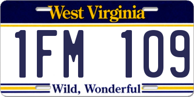 WV license plate 1FM109
