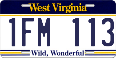 WV license plate 1FM113
