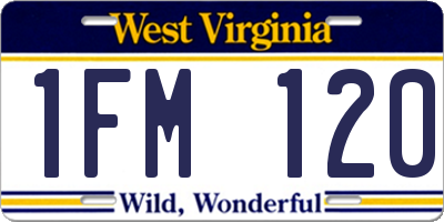 WV license plate 1FM120