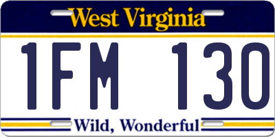 WV license plate 1FM130