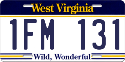 WV license plate 1FM131