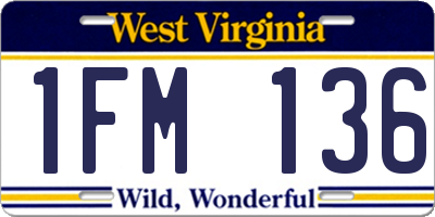 WV license plate 1FM136