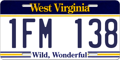 WV license plate 1FM138