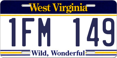 WV license plate 1FM149