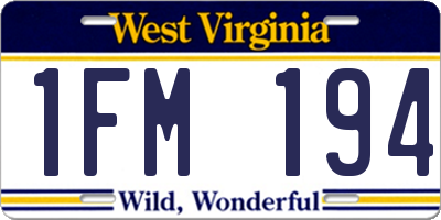 WV license plate 1FM194