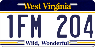 WV license plate 1FM204