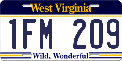 WV license plate 1FM209